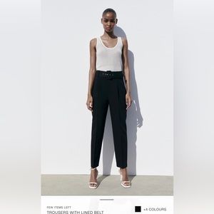 Zara black belted trousers M
